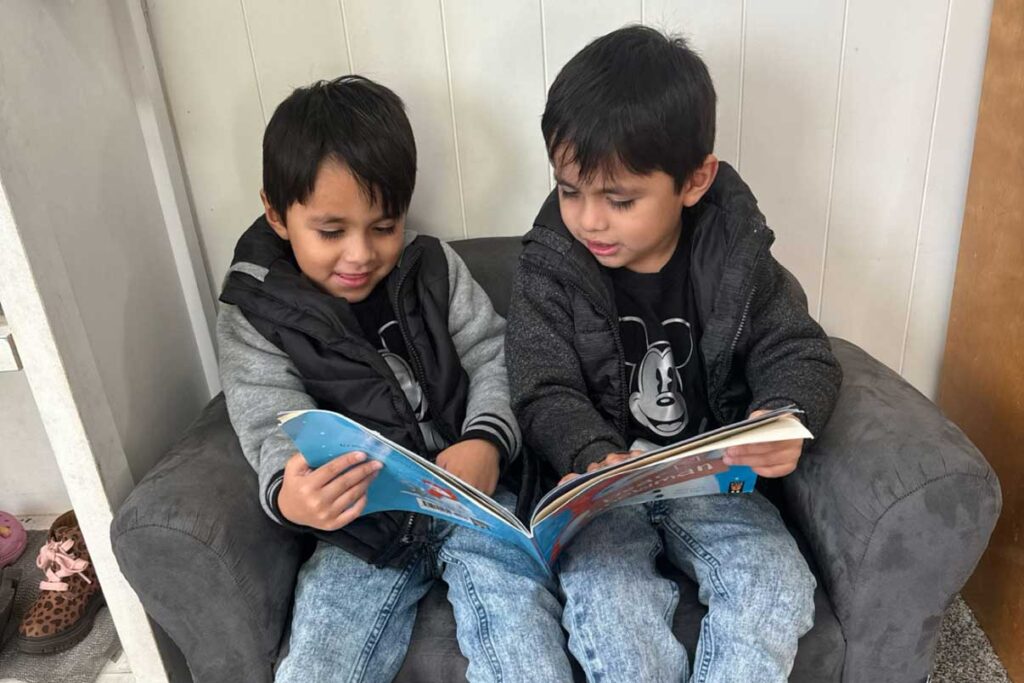 Boys reading at Yellow Brick Road Preschool in Napa